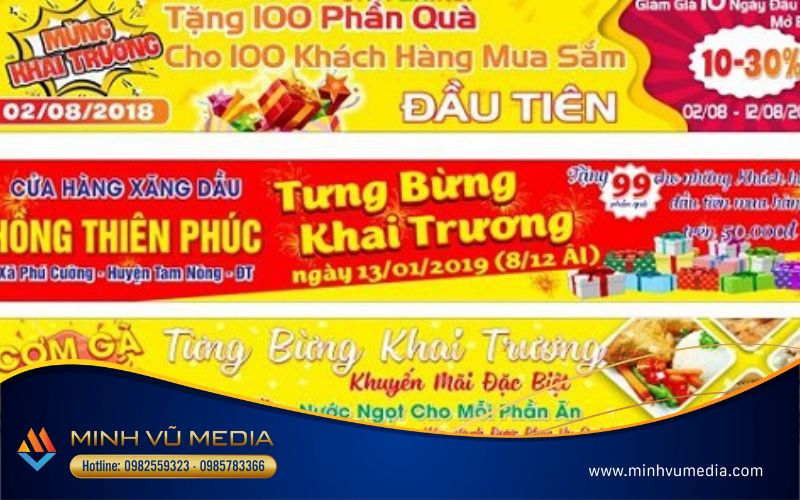 Mẫu băng rôn tone vàng mới lạ