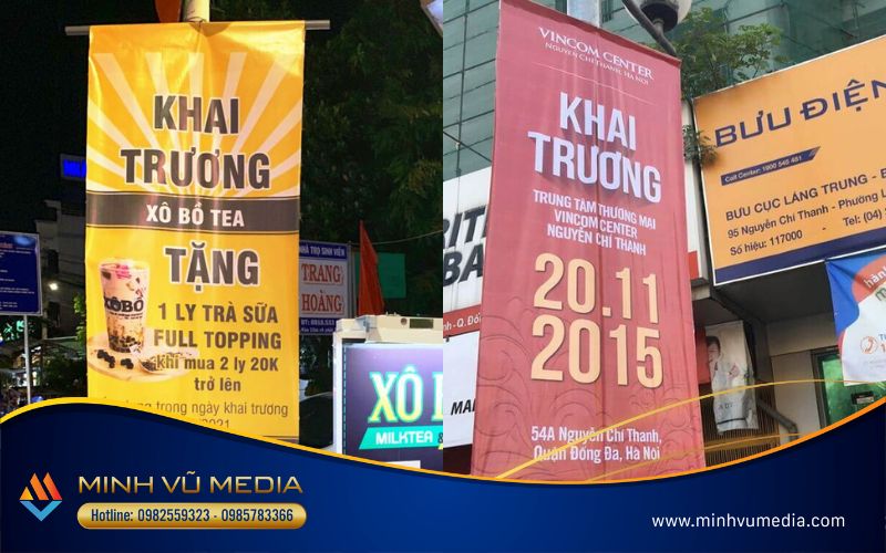 Băng rôn khai trương dọc ấn tượng