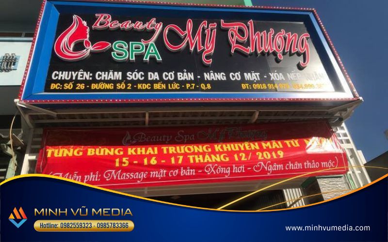 Băng rôn in ấn mừng khai trương spa, thẩm mỹ viện