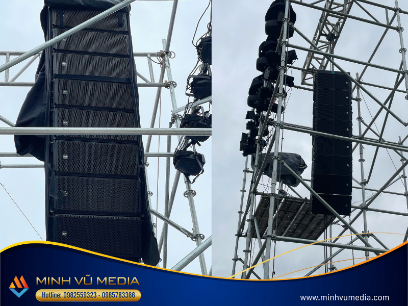 Dàn loa line array được set up riêng cho sự kiện ngoài trời
