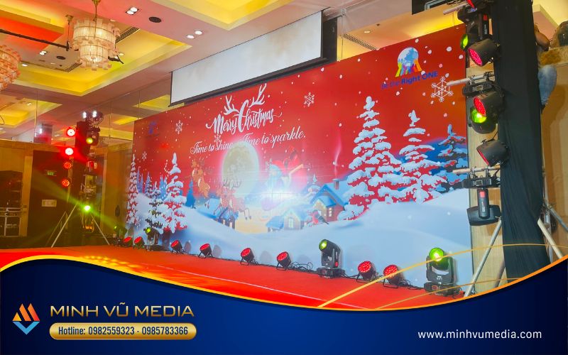 Backdrop sự kiện giáng sinh 2023 Minh Vũ Media tổ chức